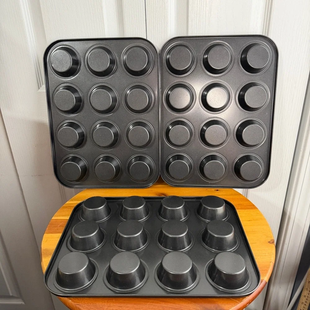 Lot of 3 nonstick cupcake muffin pans